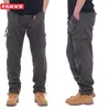 Pantalones de hombre FGKKS Hombres Pantalones cargo multibolsillos Cremallera Algodón puro Pantalones de pierna recta Pantalones de construcción de color sólido ocasionales sueltos 230310