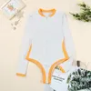 Women's Swimwear Women's One-piece Color Contrast Long Sleeve Swimsuit Sexy Zipper Diving Surfing Suit