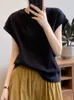 女性用ブラウスQoerlin Cotton Flying Sleeve O Neck Classic Basic TopsソリッドルーズカジュアルホワイトTシャツ女性エレガントティー夏2023年