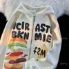 Bluzy Bluzy Women Bluzy American Vintage Burger Star Print Zip Bluza w bluzy HARAJUKU KURNIKI PARETS STREETWEAR Y2K Hoodies Women Sweter 230310