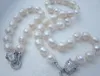 Necklace Earrings Set 11-13mm White Akoya Sea Pearl Bracelet Leopard Clasp