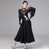 Vêtements de scène robes de danse de salon Standard manches Mandarin jupe de danse Flamenco cristal Design Tango robe de valse 9019