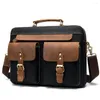 Aktetjes lederen mannen vintage handtas aktetas business 14-inch computer tas draagbare kumon laptop