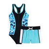 One-Pieces Kids Children Girls Swimsuit Swimwear Outfits Floral Printed Bodysuit Swimsuit Swimwear Bathing Suit Set with Bottoms Shorts W0310