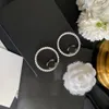 Merk Designer Brief Oor Stud Oorbellen Echt Verguld Messing Koper Stempel Parel Kristal Ronde Oorbel Mode Dames Liefde Geschenken Bruiloft sieraden Accessoires