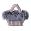 Skolväskor Real Women's Luxury Handväskor Fluffy Tote High Quality Satchel Kvinnlig topphandtag S8822