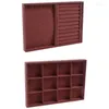 Jewelry Pouches 2x Pink Velvet Ring Display Case Tray Holder Necklace Earrings Bangle Storage Box 12 Grid &Dual-Use Disk