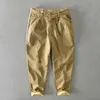 Męskie spodnie hiqor męskie spodnie zimowe flacee men bawełniane solidne luźne spodni w stylu safari kieszonkowy khaki armia zielona praca pant 28-38 230310