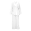 Women's Sleepwear Autumn Pajamas White Top Loose Trousers Two-piece Fashion Women Home Clothes Lapel Pyjama Pour Femme Loungewear Pijama