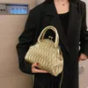 new Chinese Style Clip Leather Top-handle Tote Bag for Women Trend Female Vintage Small Crossbody Bags Y2k 230308