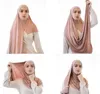 Scarves Instant Premium Cotton Jersey Hijab Shawls With Hoop Good Stitching Wrap Muslim Women Ladies