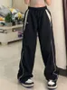 Pantaloni da donna Capris Y2k Donna Vintage Nero Coreano Haruku Baggy Pantaloni sportivi da paracadute Pantaloni sportivi oversize Pantaloni da jogging a gamba larga