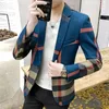 Herrenanzüge, Herren-Blazer, 2023, modisch, britischer Stil, Druckdesign, Nahtmuster, gestreift, schmal, lässig, hochwertige Kleidung, Jacke