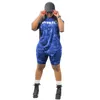 Costume de sport grande taille pour femmes alphabet imprimé camouflage impression mode costume décontracté grand costume deux pièces pour femmes