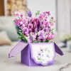 Presentkort 3D Popup Box Cards Purple Orchids Blossom Personlig handgjorda för Mothervalentine'Swedding hälsning Present Z0310