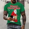 Men's T Shirts 2023 Christmas Year Atmosphere T-shirt Santa Claus Men's Oversized T-shirts Short-sleeved Party Outdoor Streetwear Tops