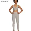 Conjunto de dos piezas de mallas para mujer, conjuntos sin costuras para correr para mujer, Top y cintura alta anticelulitis, ropa deportiva Push Up, trajes de Yoga para mujer