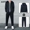 Survêtements pour hommes Hommes Casual Zipper Survêtement Veste Sweatpant 2pcs Costume Automne Mâle Sport Costume En Plein Air Jogging Ensemble Plus Taille Drop 230310