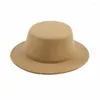 ベレットレディースフェドーラソリッドカラーフェイクウールヘプバーン紳士ジャズハットエレガントな英語の広いブリムメンズと女性のボウラーの帽子