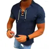 Camisetas para hombre Camiseta informal con cuello en V con cordones y borlas para hombre