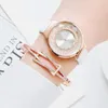 Relojes de pulsera Reloj simple Mujeres de lujo Damas Cuarzo Correa de cuero Diamantes de imitación móviles Reloj marrón femenino Relogio FemininoWristwatches