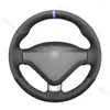 Steering Wheel Covers Hand-stitched Black Suede Blue Marker Car Cover For 207 CC 2012 2013 2014