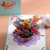 Presentkort Mothers Day Pop Up Card Birthday Anniversary Gift 3D Flowers Basket GRATNING KORT FÖR MOM FRU Z0310