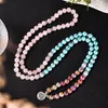 Strand 8mm Empereur Jaspe Bleu Turquoise Rose Quartz Perlé Bracelet Élastique 108Mala Méditation Yoga Guérison Bijoux Lotus Bouddha Charme