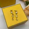 Women Fashion Earrings Designer Jewelry Womens Chain Earring Designers F Letters Gold With Pearl Earings Street Fashion Accessories 2303106F