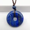 Pendentif Colliers Lapis Pierre Sculpté Sécurité Bouton Collier Réglable Nylon Corde Tresse Bijoux F103