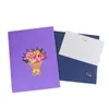 Gift Cards 3D Flowers Bouquet Card Gift for Mothers Day Mom Wife Pop Up Get Well Sympathy All Occasions Greeting Cards Z0310