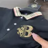 Paul autêntico verão pérola mercerizado algodão masculino camisa polo carta bordado casual sólido manga curta camiseta