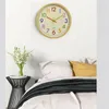 Wall Clocks 12 inch Bamboo Wooden Plastic Wall Clock for Kids Rooms Vintage Colorful Number Quartz Hanging Watch Bedroom Living Room Decor 230310