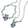 Ketting oorbellen set cocom schattige panda en bamboe dames armband met Oostenrijkse kristallen dierenaccessoires