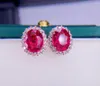 Stud Earrings E708 Fine Jewelry Real 18K Rose Gold Red Tourmaline 2.9ct Gemstone Drop For Women