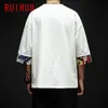 Mens TShirts RUIHUO Half Sleeve Linen Cotton T For Men Clothing Harajuku Tee Summer Streetwear Hip Hop 5XL Arrivals 230310