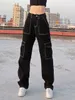 Jeans pour femmes Weekeep Poches Patchwork Baggy Mode Streetwear 100 coton Femmes Denim Pantalon Lâche Pantalon Cargo Coréen Harajuku 230309