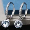Hoop örhängen utsökta vattendroppar formar lysande zirkon örhänge smycken för kvinnor hänget temperament elegant damer bröllop gåva