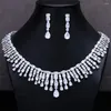 Ketting oorbellen set Godki trendy luxe 2 stcs kwastjes verklaring sieraden voor vrouwen bruiloft vol kubieke zirkon dubai bruid 2023