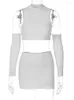 Sukienki robocze seksowne białe dzianiny topy mini spódnice 2-częściowe zestawy dla kobiet 2023 Y2K ubrania moda impreza