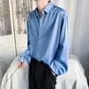 Erkekler Sıradan Gömlek Gömlek Uzun Kollu Bluzlar Bahar Sonbahar Kore tarzı Vintage Taligan Üst renkli büyük boy gevşek erkek kıyafetler 230309