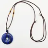 Pendentif Colliers Lapis Pierre Sculpté Sécurité Bouton Collier Réglable Nylon Corde Tresse Bijoux F103