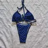 Moda damska projektant kostiumów kąpielowych kolorowe nadrukowane litery damskie bikini Travel Party kobiety seksowne stroje kąpielowe Plus rozmiar azjatycki S-XL