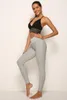 Yoga outfit byxor stickade tights kvinnor gym fitness leggings hög midja springande tröjor