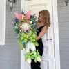 装飾的な花の花輪玄関のためのイースターラビットリース