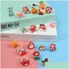 Christmas Decorations 10Pcs Glow Rings In Dark Flash Brooch Toy Led Santa Snowman Shine Toys Party Child Gift Navidad Decoration RRA