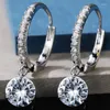 Brincos de argola requintados gotículas de água formam jóias de brinco de zircão para mulheres temperamento pendente elegante damas presentes de casamento