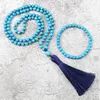 Halsband örhängen set 108 pärlor mala kvinnor män handgjorda natursten meditation yoga armband charms bön knutna vänskap smycken
