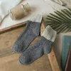 Femmes Chaussettes Hiver Rétro Patchwork Tricoté Japonais Vintage Femme Nep Fil Coton Chaussette