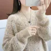 Women's Sweaters 2023 Furry Imitation Mink Sweater White Pullover Autumn Winter Soft Long-sleeved Tops Fashion Streetwear